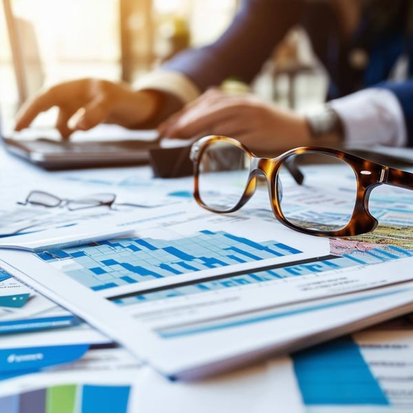 tax papers and reading glasses