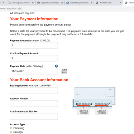 IRS payment information