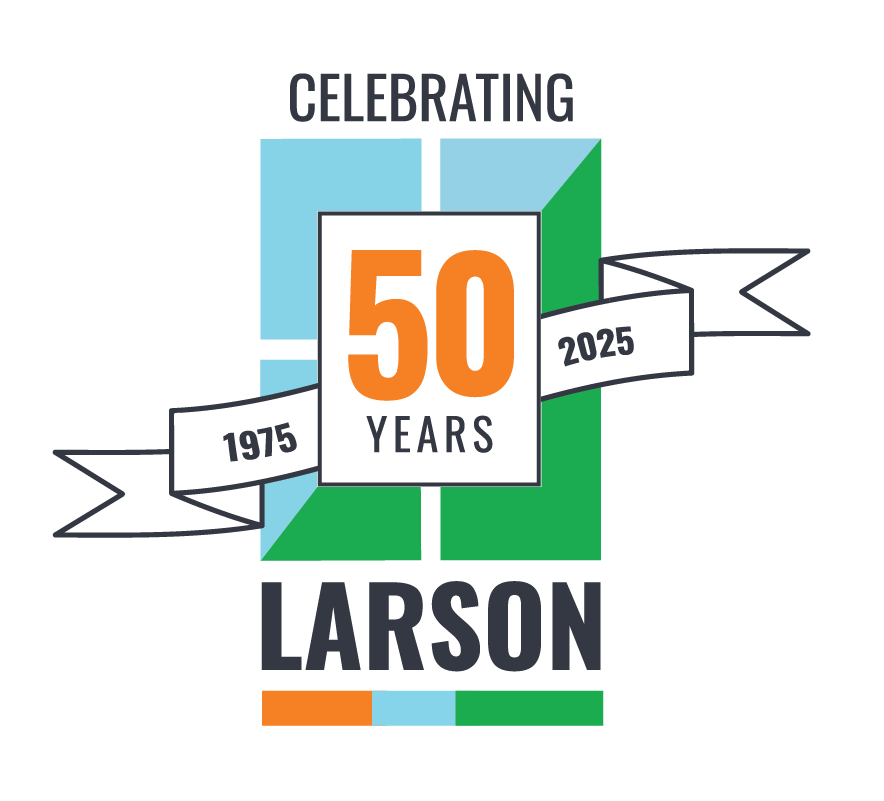 50th anniversary Larson window logo 50th anniversary Larson window logo