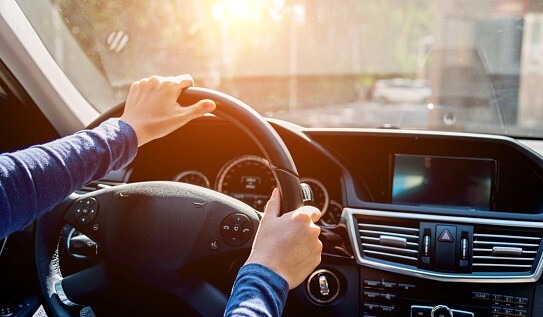 steering wheel of a car