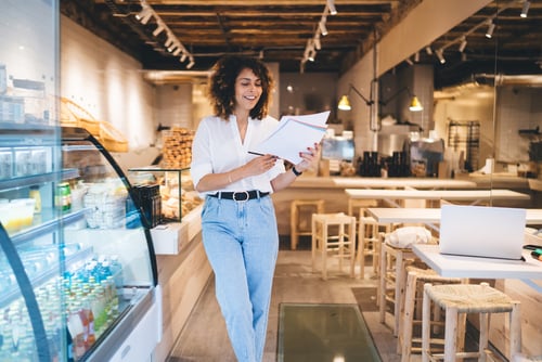 business owner reviewing forms